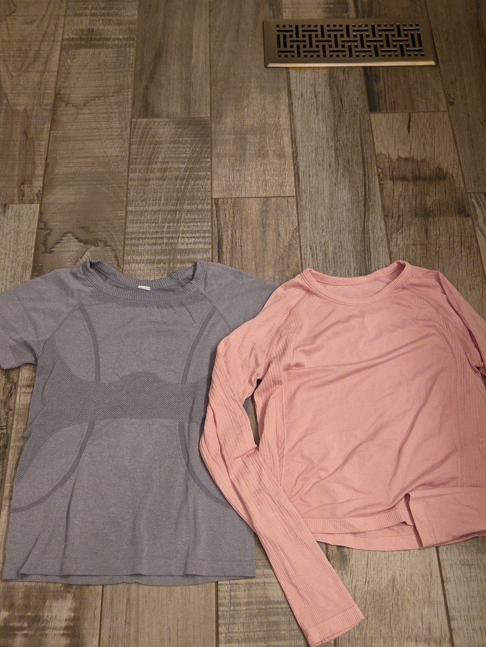 Kids Long Sleeve Pink Top & Short Sleeve Gray Active Tee